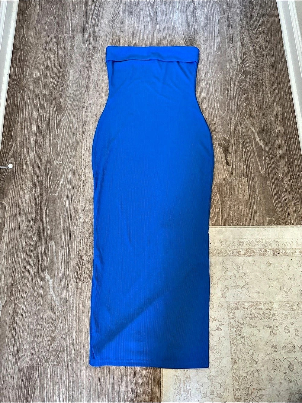 PRETTYGARDEN Women's Strapless Bodycon Maxi Tube Dress Blue